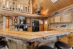 Unique rustic counter with extra seating
